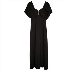 Vintage Alfred Angelo Black Rhinestone Embellished Long Formal Gown Size 4